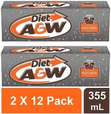 A&W Diet Root Beer (Caffeine Free) 355ml (Box of 24)