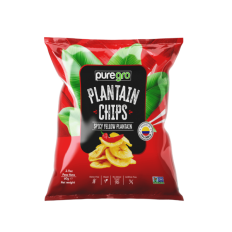 Puregro Spicy Yellow Plantain Chips 60g (pack of 12)