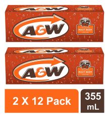 A&W Root Beer (Caffeine Free) 355ml - (2 X Pack of 12)